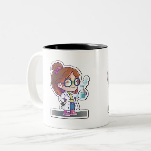 Sticker pour scientifique fille Mug à deux tons, 1 (Devant gauche)