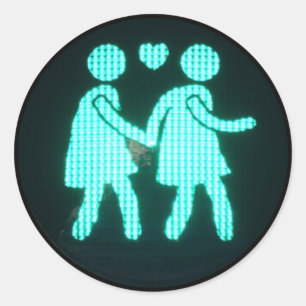 Sticker pour signal piéton lesbien