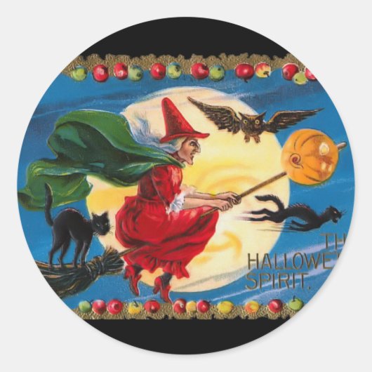 Sticker pour sorcière vintage Halloween Spirit (Devant)