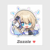 Sticker pour souris Honkai Star Rail Chibi Serval (Feuille)