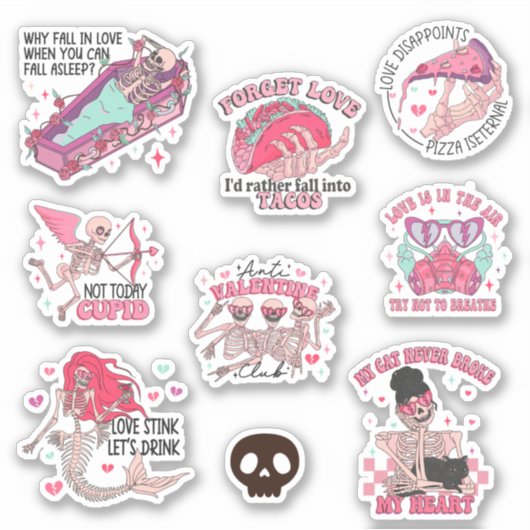 Sticker pour squelette anti-Valentines Day (Devant)