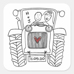 Sticker pour tracteur de Mariage campagnard person