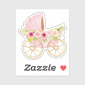 Sticker Poussette Bébé rose mignonne (Feuille)