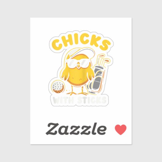 Sticker Poussins Avec Bâtons Golfer Girl Golf Club Gol (Feuille)