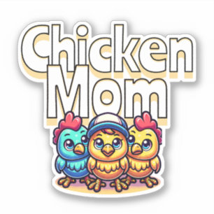 Sticker Poussins de dessin animé drôles   Maman poule 