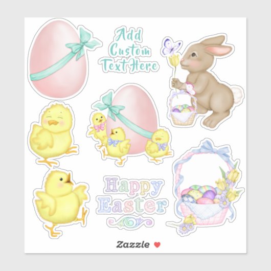 Sticker Poussins de Pâques et oeuf Printemps Die Coupe Vin (Feuille)