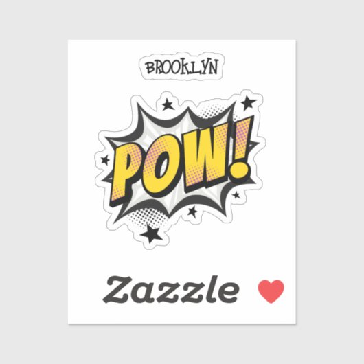 Sticker Pow fun pop art style comique typographie légende (Feuille)