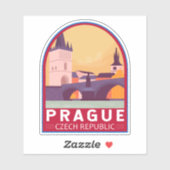 Sticker Prague République tchèque Travel Art Vintage (Feuille)