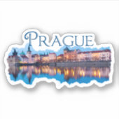 Sticker Prague : Skyline du soir (Devant)
