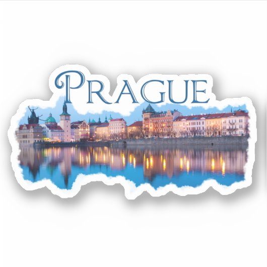 Sticker Prague : Skyline du soir (Devant)