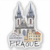 Sticker Prague Tyn Church Tchèque aquarelle (Devant)
