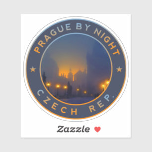 Sticker Praha de nuit. République tchèque Prague