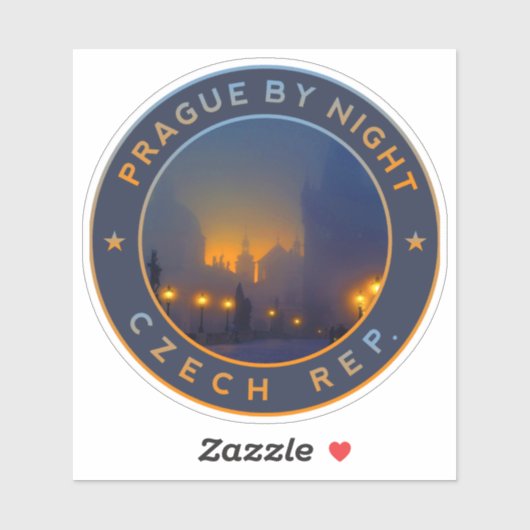 Sticker Praha de nuit. République tchèque Prague (Feuille)