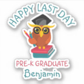 Sticker Pré-K Graduate 2022 Owl Graduate Happy Dernier Day (Devant)