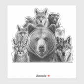 Sticker Prédateurs nord-américains Animaux des forêts (Feuille)