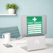 Sticker Premier Aider (Ordinateur portable sur le bureau)