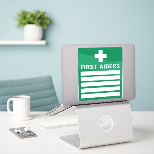 Sticker Premier Aider (Ordinateur portable sur le bureau)