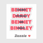 Sticker Premier et dernier noms de personnages de fierté e (Feuille)