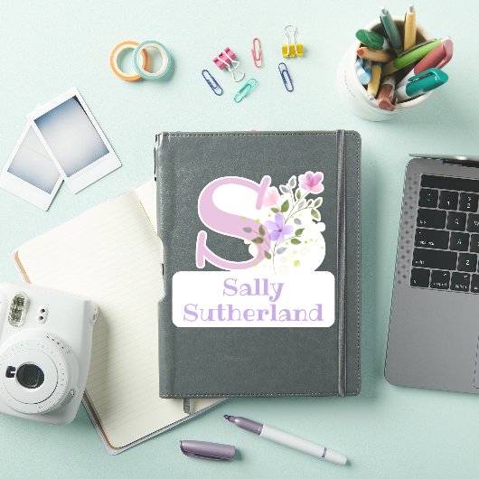 Sticker Premier et dernier noms plus découpe initiale de l (Couverture iPad)