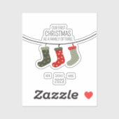 Sticker Premier Noël en famille de trois (Feuille)