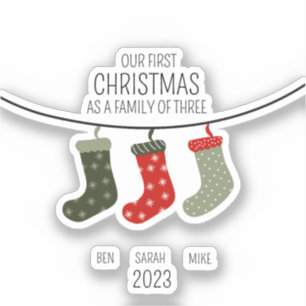 Sticker Premier Noël en famille de trois