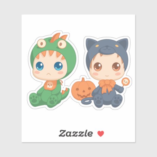 Sticker Première Halloween Babies Chat noir Costume Dragon (Feuille)