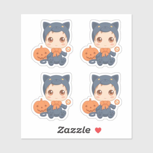 Sticker Première Halloween Baby Black Chat costume ensembl (Feuille)