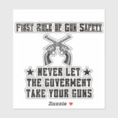 Sticker Première règle de sécurité des armes à feu 2e amen (Feuille)