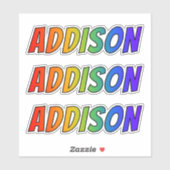 Sticker Prénom "ADDISON" avec colorant arc-en-ciel amusant (Feuille)
