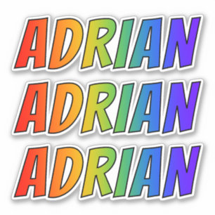 Sticker Prénom "ADRIAN" avec la coloration d'arc-en-ciel