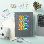 Sticker Prénom "ALAN" avec colorant arc-en-ciel amusant (Couverture iPad)