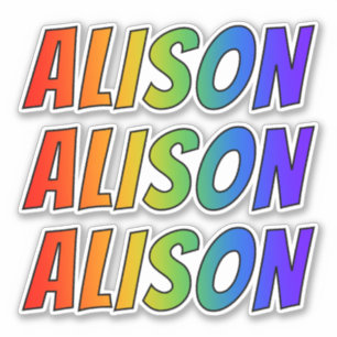 Sticker Prénom "ALISON" avec coloration arc-en-ciel amusa