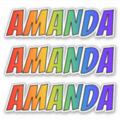 Sticker Prénom "AMANDA" avec colorant arc-en-ciel amusant (Devant)