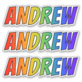 Sticker Prénom "ANDREW" avec colorant arc-en-ciel amusant (Devant)