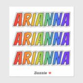Sticker Prénom "ARIANNA" avec colorant arc-en-ciel amusant (Feuille)