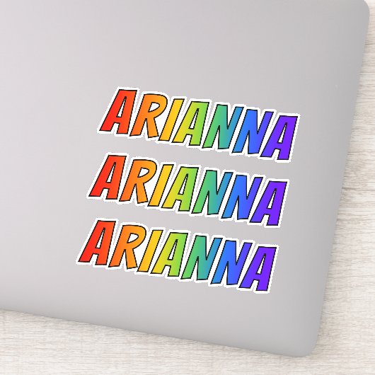 Sticker Prénom "ARIANNA" avec colorant arc-en-ciel amusant (Détail)