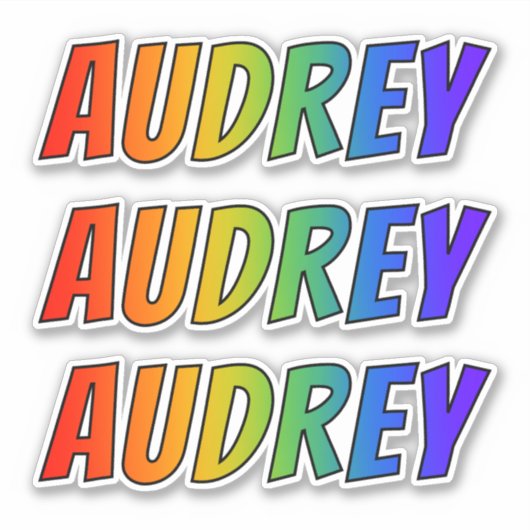 Sticker Prénom "AUDREY" avec colorant arc-en-ciel amusant (Devant)