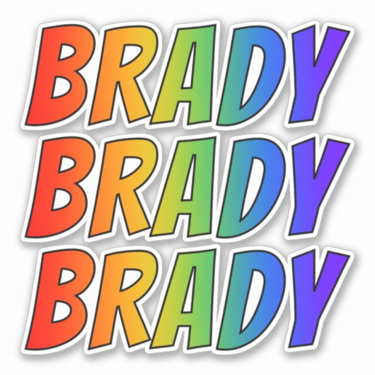 Sticker Prénom "BRADY" avec colorant arc-en-ciel amusant (Devant)