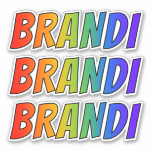 Sticker Prénom "BRANDI" avec colorant arc-en-ciel amusant