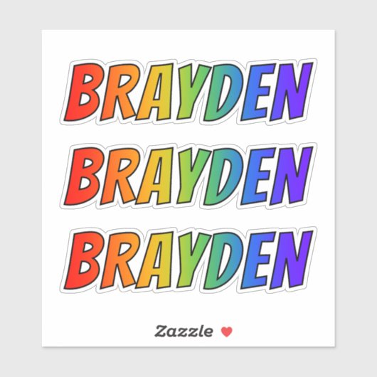 Sticker Prénom "BRAYDEN" avec colorant arc-en-ciel amusant (Feuille)
