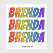 Sticker Prénom "BRENDA" avec colorant arc-en-ciel amusant (Feuille)