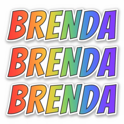 Sticker Prénom "BRENDA" avec colorant arc-en-ciel amusant (Devant)