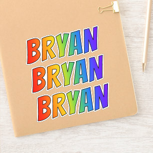 Sticker Prénom "BRYAN" avec colorant arc-en-ciel amusant