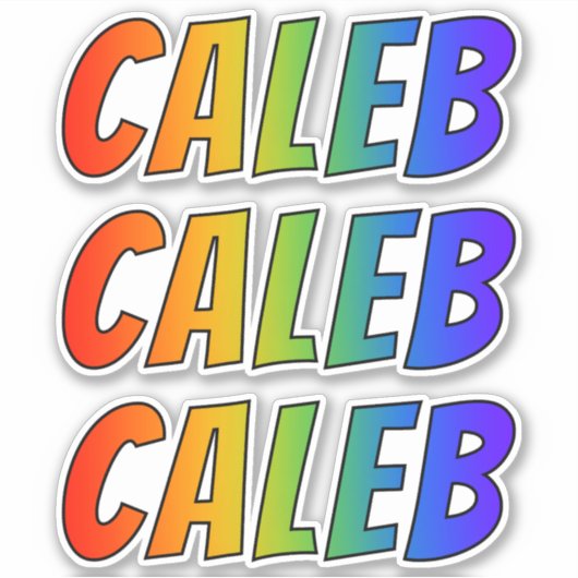 Sticker Prénom "CALEB" avec colorant arc-en-ciel amusant (Devant)