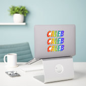 Sticker Prénom "CALEB" avec colorant arc-en-ciel amusant (Ordinateur portable sur le bureau)