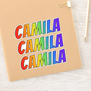 Sticker Prénom "CAMILA" avec la coloration d'arc-en-ciel