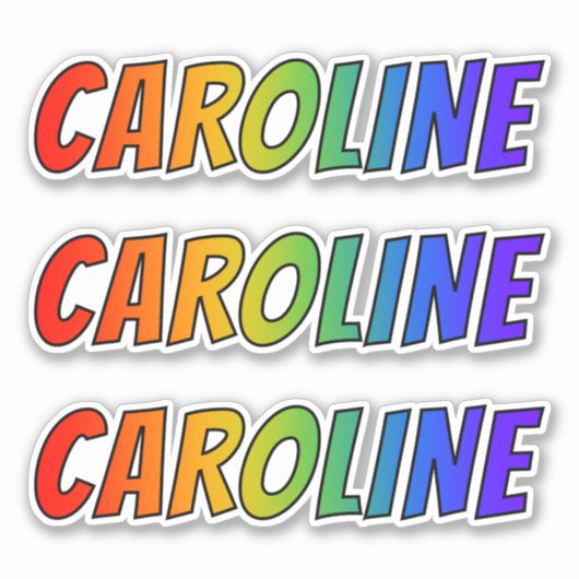 Sticker Prénom "CAROLINE" avec colorant arc-en-ciel amusan (Devant)