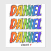 Sticker Prénom "DANIEL" avec colorant arc-en-ciel amusant (Feuille)