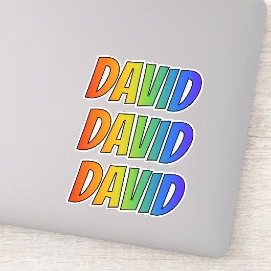 Sticker Prénom "DAVID" avec colorant arc-en-ciel amusant (Détail)