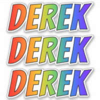 Prénom "DEREK" avec colorant arc-en-ciel amusant